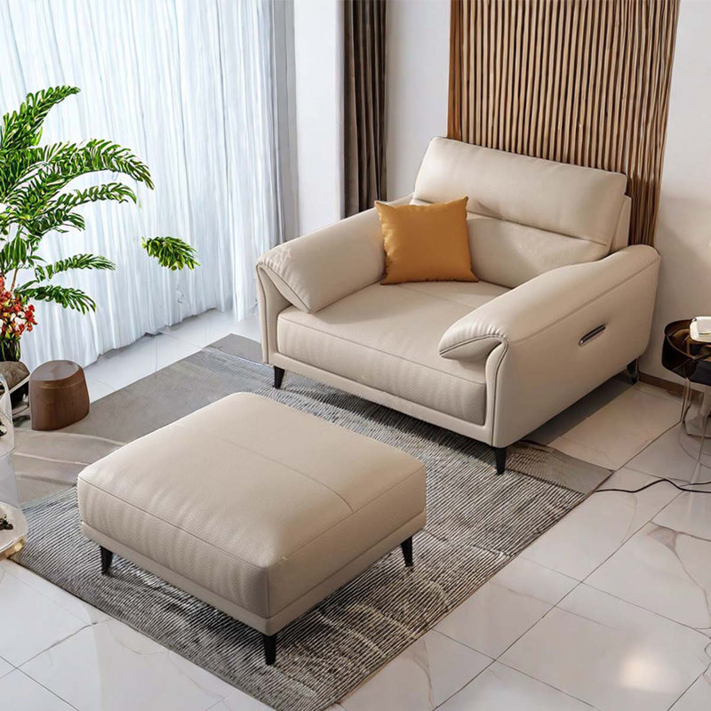 Susanna Faux Leather Armchair with Ottoman