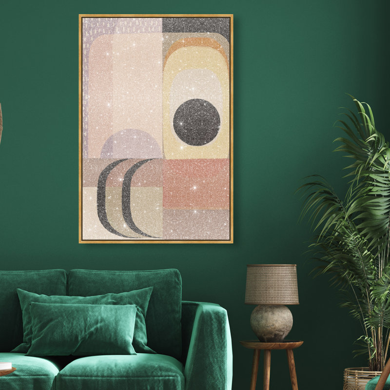 Moon Phase Deco Canvas Abstract Print by Oliver Gal, Black Frame, 10 x 15, 31"H x 46"W, Gold Floater Frame
