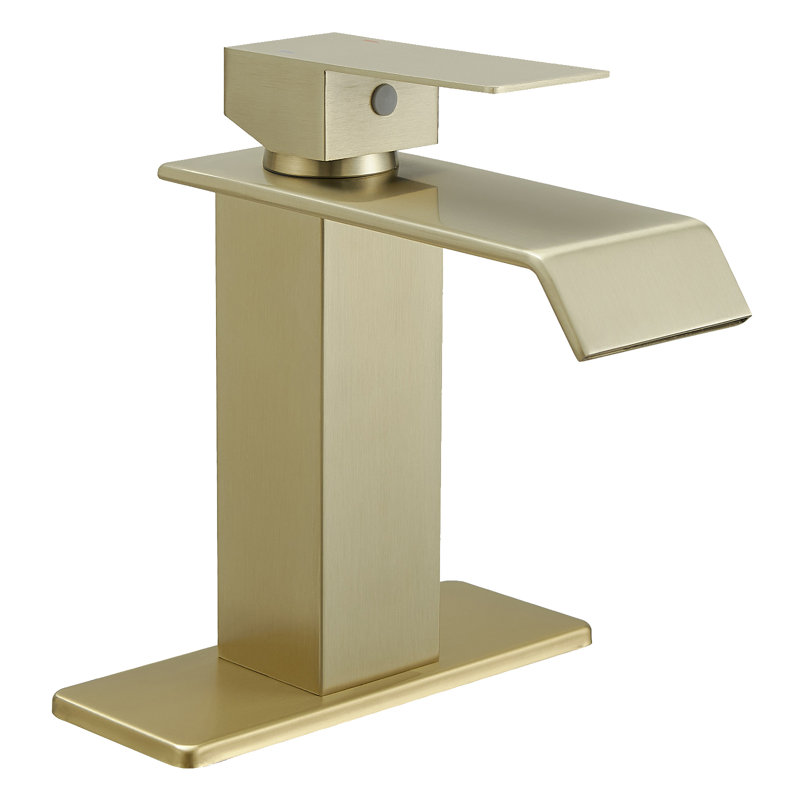 WIZ Waterfall Single Hole Single-Handle Bathroom Faucet, Gold
