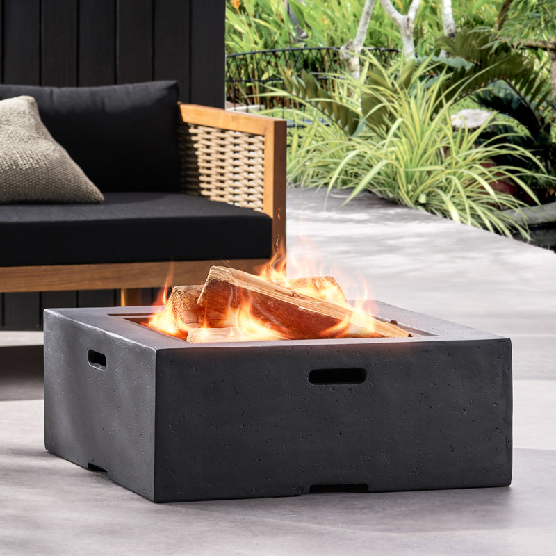 29" Square Magnesium Oxide Fire Pit - Dark Gray, Wood-Fired, Outdoor Relaxing Spot, 29.01 In. D, W, 17.34 H, 52.63 Lb Gray Fireplace Square, Wood-Fired Entertainment, Chill Area, X In.,