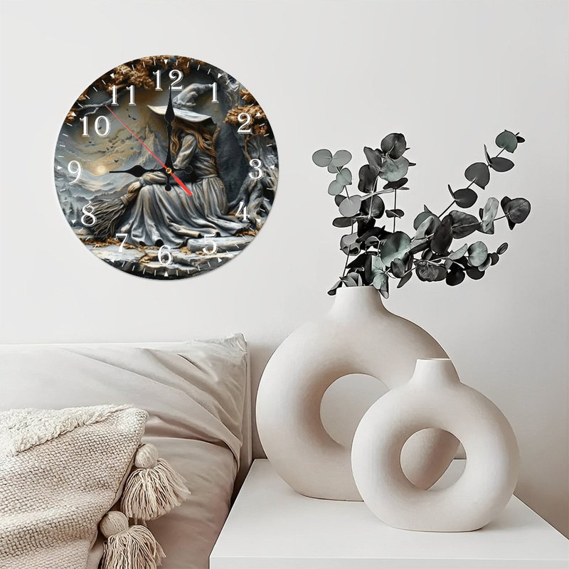 Horloge murale en bois 10 po, mouvement silencieux, à piles (piles AA non incluses), décor artistique, parfait pour les décorations