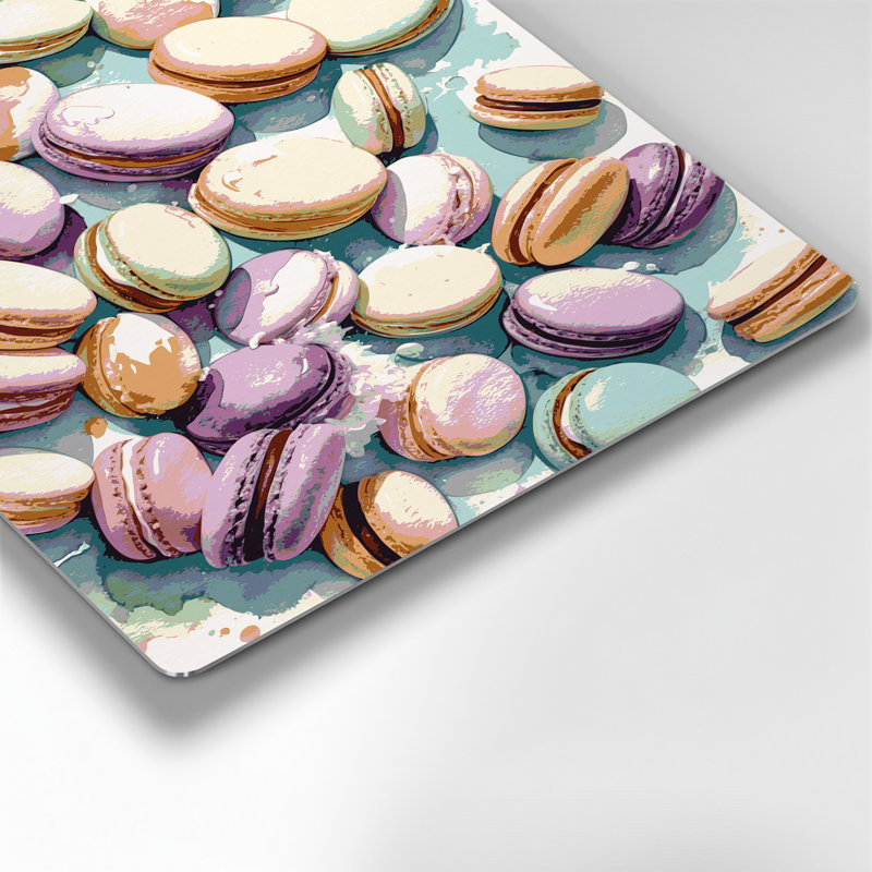 Dessert Macarons beige, art mural en métal, H 12 po x l 18 po