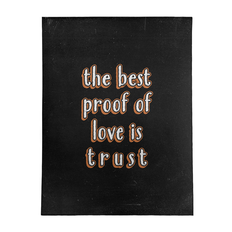 Tapis en polyester tableau noir style en polyester love & trust quote, Rectangle 5 pi x 7 pi