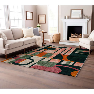 Tapis de haute qualité, 5,9 x 9,2 pieds, 60% coton / 40% polyester | Dessous en coton antidérapant, tissé à la machine, impression numérique, sans velours | Épaisseur totale: 0,3 po, facile à nettoyer, parfaite pour le décor du salon et de la chambre à coucher