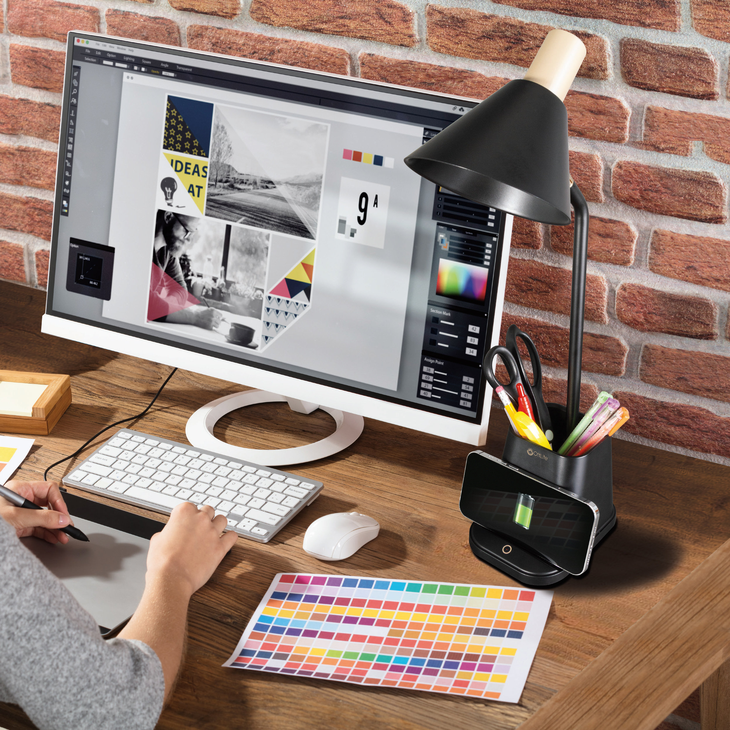 OttLite Merge LED Desk Lamp with Wireless Charging 3 Brightness