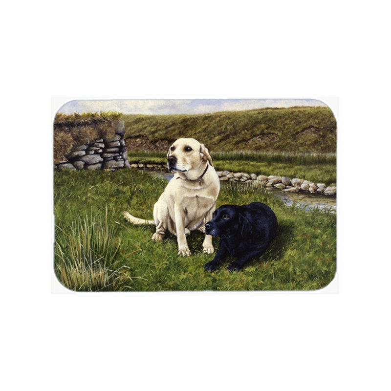 Caroline's Treasures Yellow and Black Labradors Glass Cutting Board