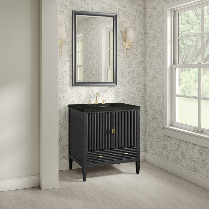 Myrrin 30" W Single Vanity, Carbon Oak, Phantome Eclos, 8" Widespread