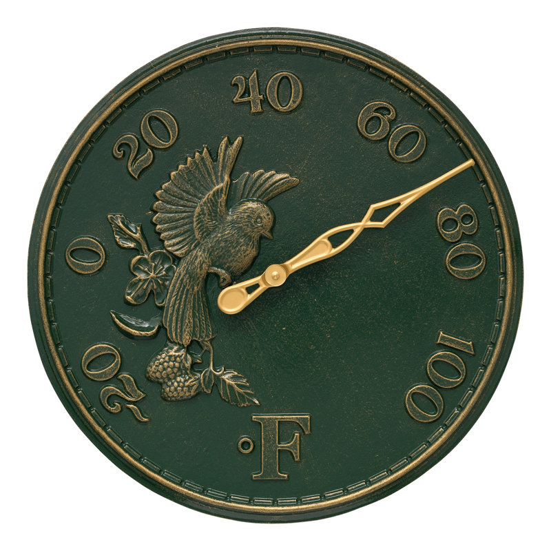 16" Songbird Thermometer, Green/Gold