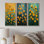 Jaune, bleu, bleu, soleil, bouton d'or, prairie I - Collection de 3 impressions traditionnelles sur toile