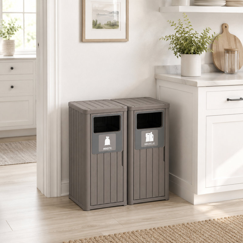 Outdoor Trash Can,Waterproof Resin Garbage Can