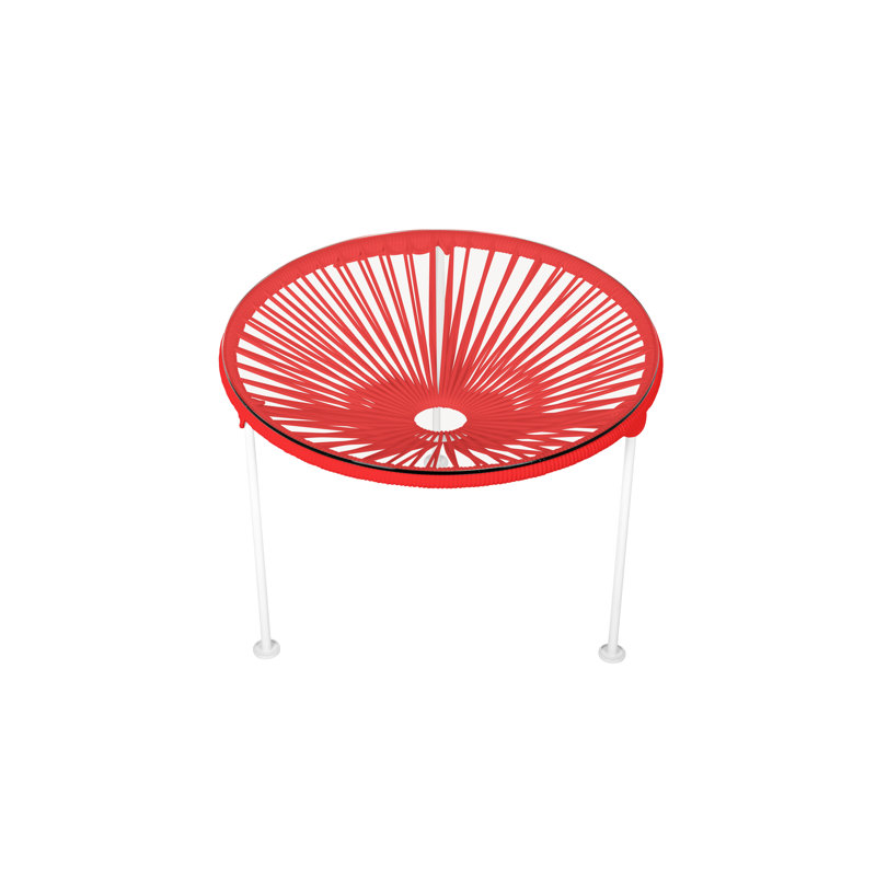 Zicatela Indoor Handmade Coffee Table, Red, White