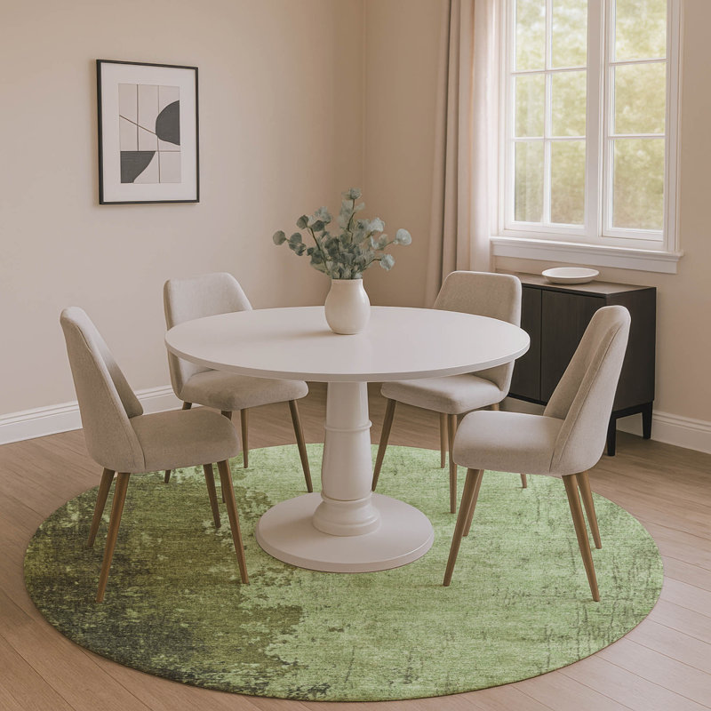 Premium Machine Washable Woodall AMF1912 Abstract Rug, Round 8'