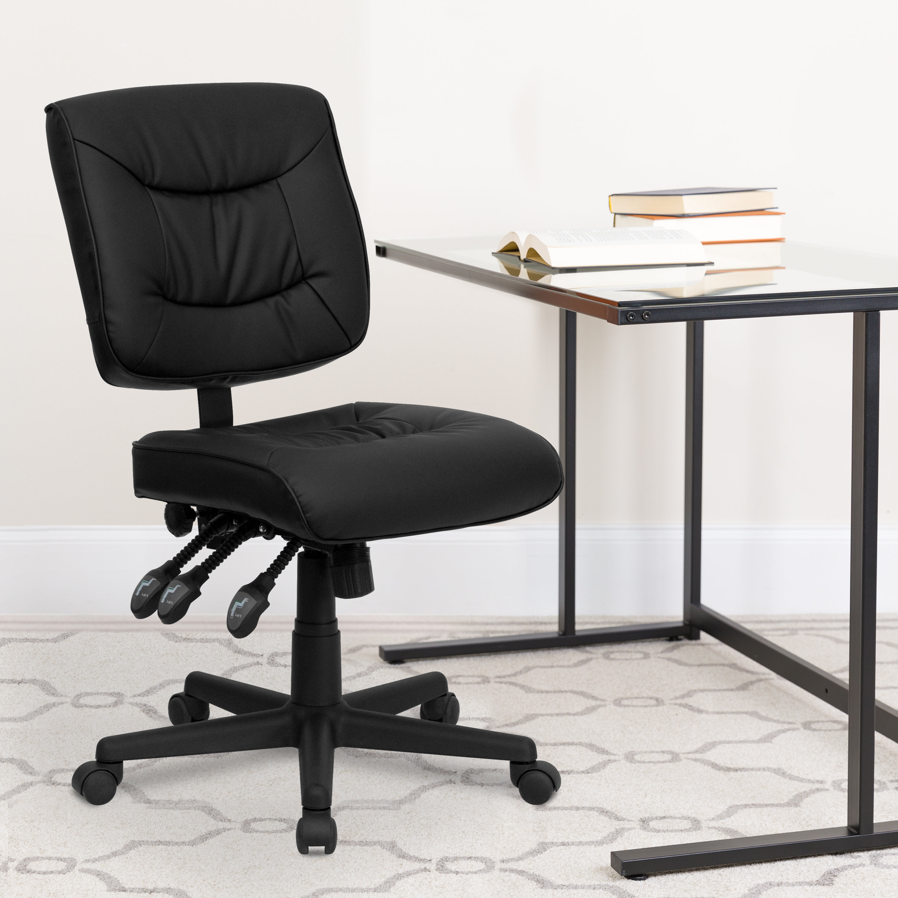 Mid-Back LeatherSoft Swivel Ergonomic Task Office Chair with Back Depth Adjustment main image 0