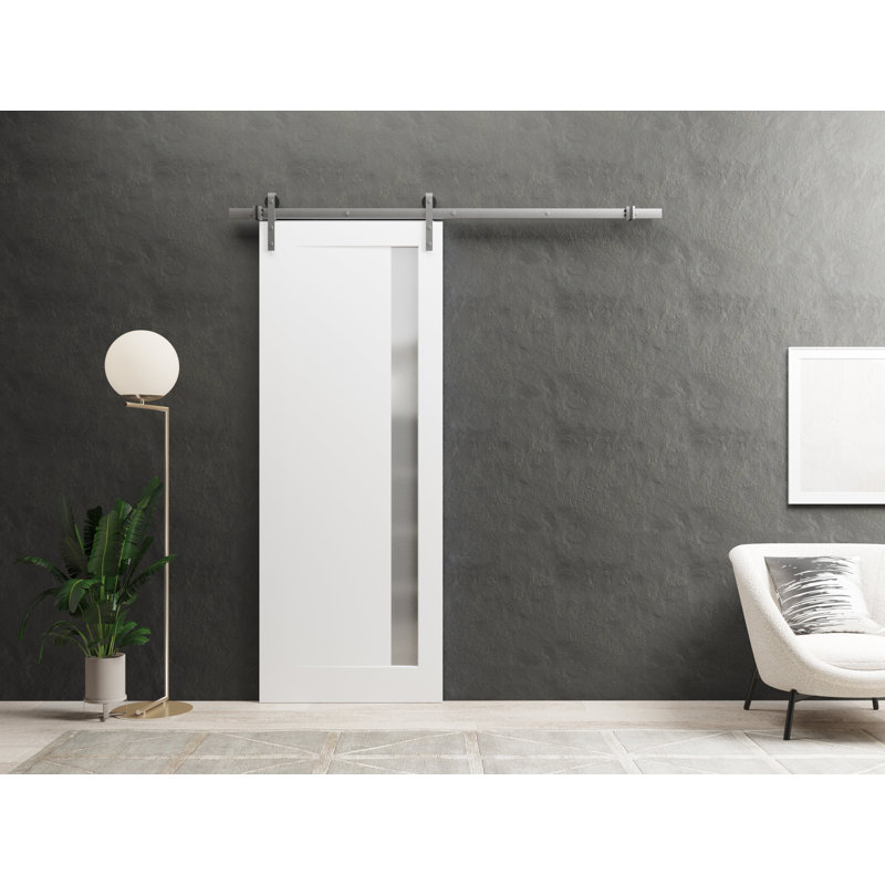 Porte de grange robuste en verre givré Planum, 18 po x 80 po