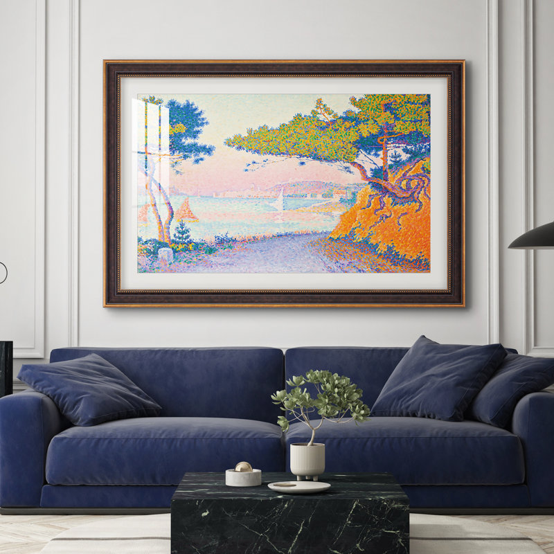 Golfe Juan, 1896-Paul Signac-Impression encadrée personnalisée, 28x40 INNER SIZE, Framed Print with Mat, Venetian Gold