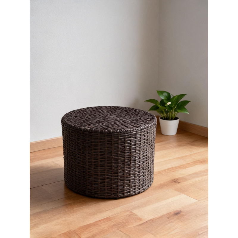 Kingstown RD Barrel Wicker Outdoor Side Table, Pre-Assembled Accent Table