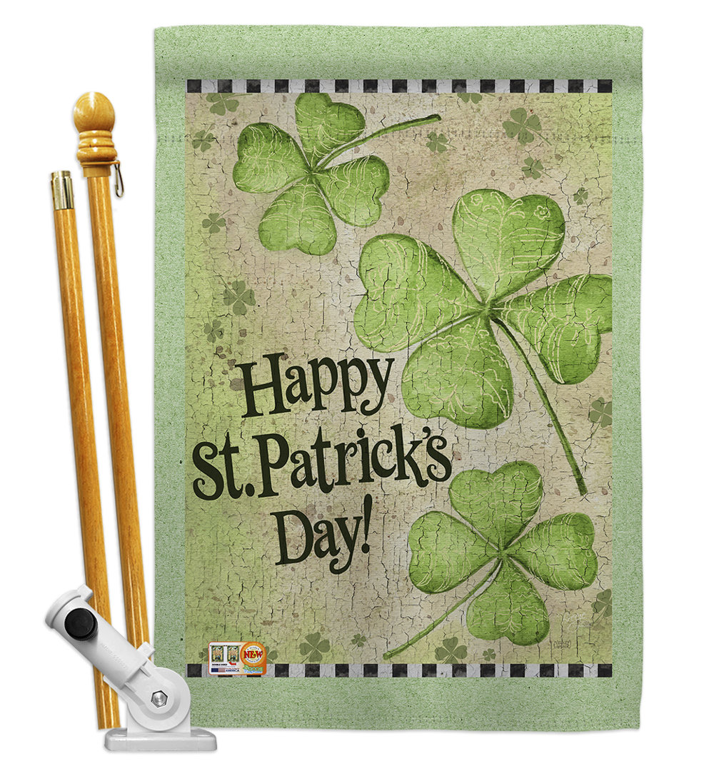 Double Sided 40'' H x 28'' W Polyester St. Patrick's Day Flag Set Breeze Decor