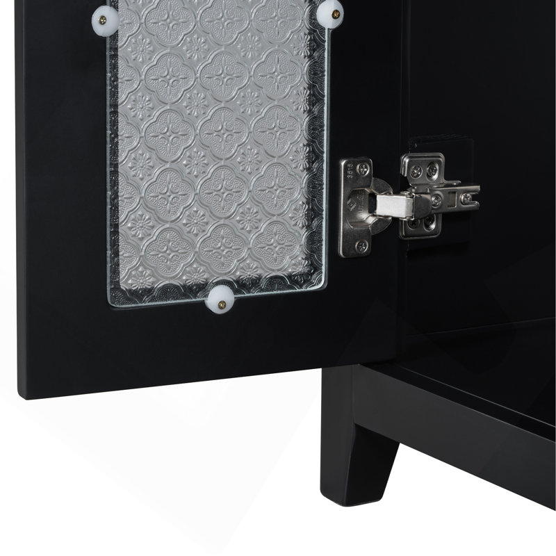 Meuble-lavabo de 36 pouces avec deux portes à fermeture douce, des tablettes réglables et trois tiroirs, Noir
