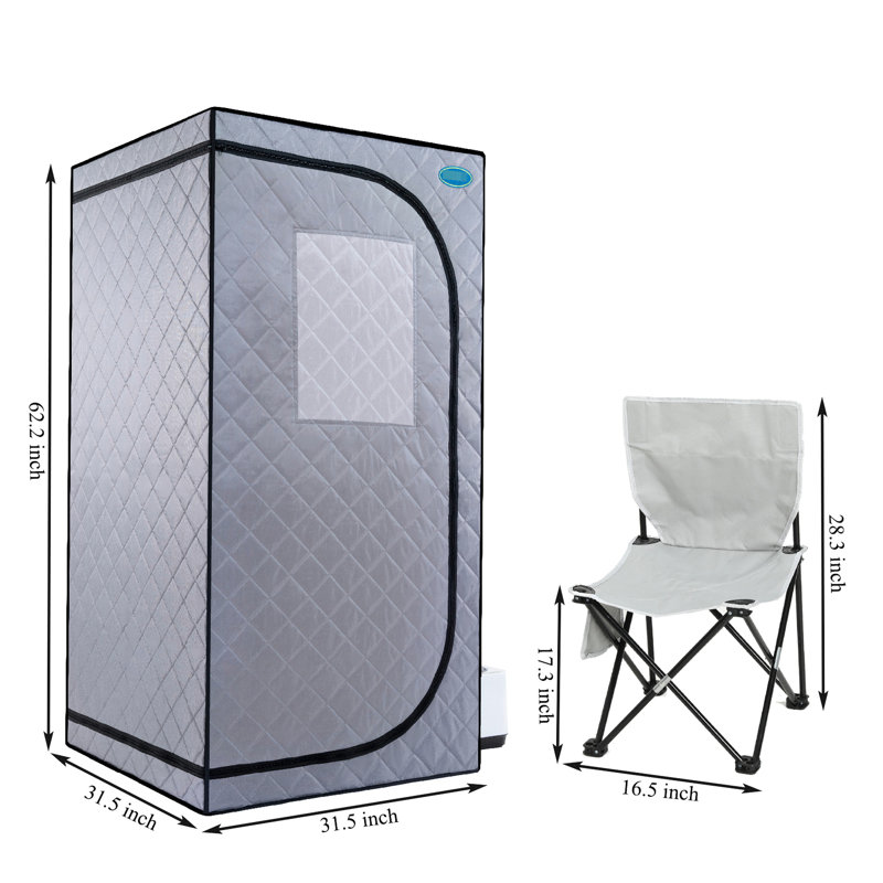 Portable Steam Grey Mini Plus - Spa personnel avec générateur et télécommande. Chaise pliable. Installation facile. Chauffage rapide. Ul accrédité. Tissu. 360 degrés. Element. Améliore la douceur de la peau