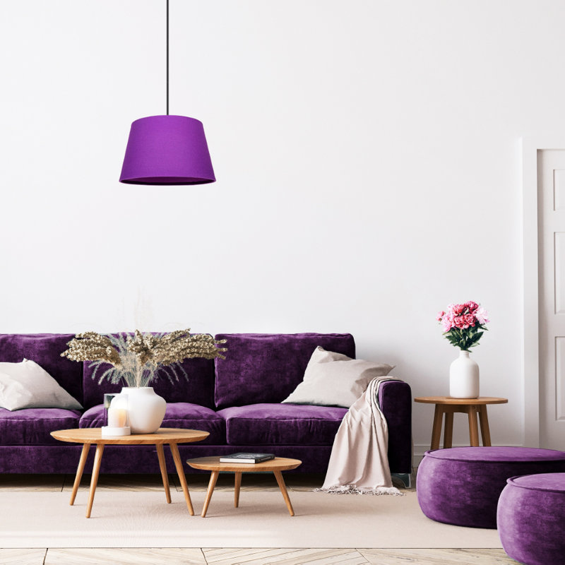 Traditional Linen Fabric Drum Shade for Pendant & Lampshade, Purple, 19cm H x 30cm W x 30cm D