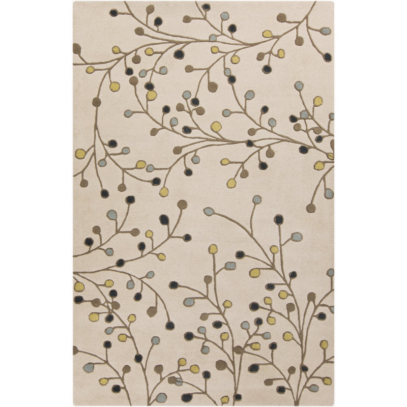 Tapis beige en laine touffeté à la main Elsberry, Rectangle 7 pi 6 po x 9 pi 6 po