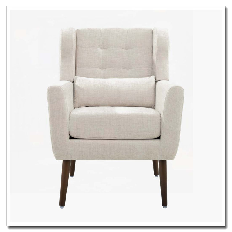 Fauteuil rembourré avec coussin, Beige