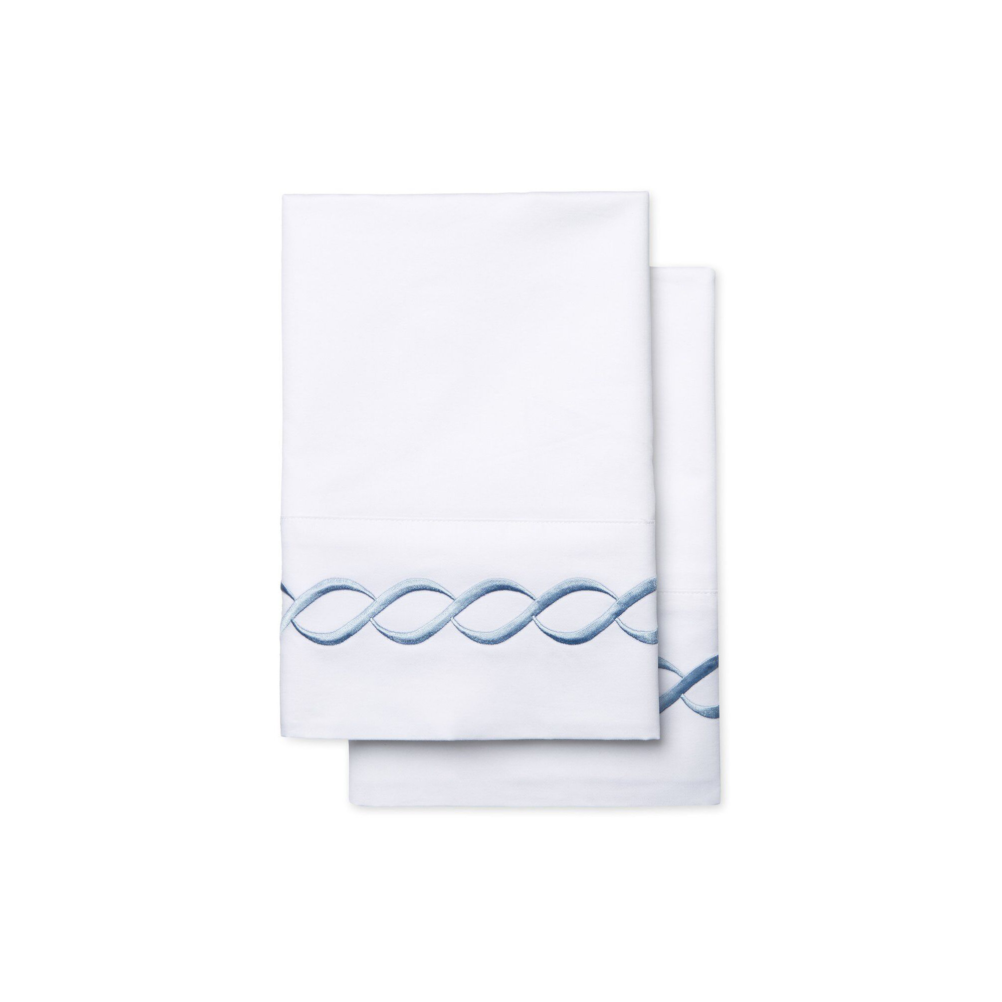 Calissa 100% Cotton - Set of 2, Standard Pillowcase, White/Blue