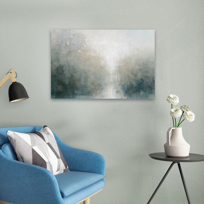 Still Morning contemporain abstrait gris paysage brun crépuscule, H 24 po x l 16 po