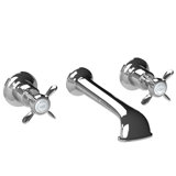 Classic Cross Handle Wall Mounted Bathroom Faucet with Drain Assembly