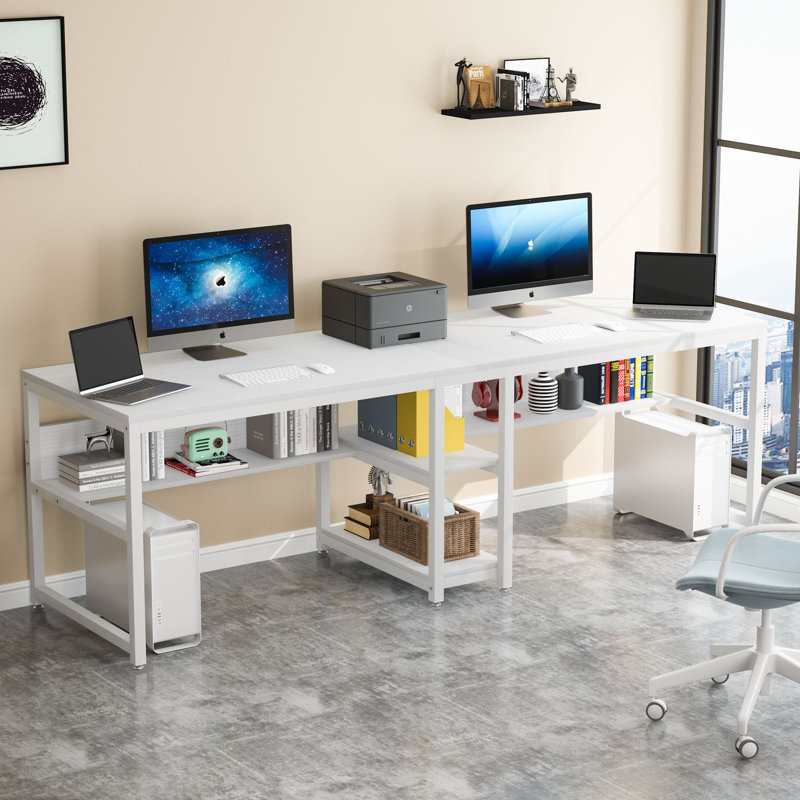 Rigueiro Metal Base Computer Desk, White