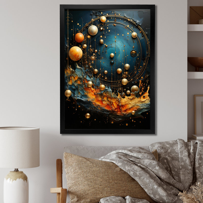 Liebhardt " Astrology Planetary Rhapsody Mixed ", Black Picture Framed, 20" H x 12" W x 1" D