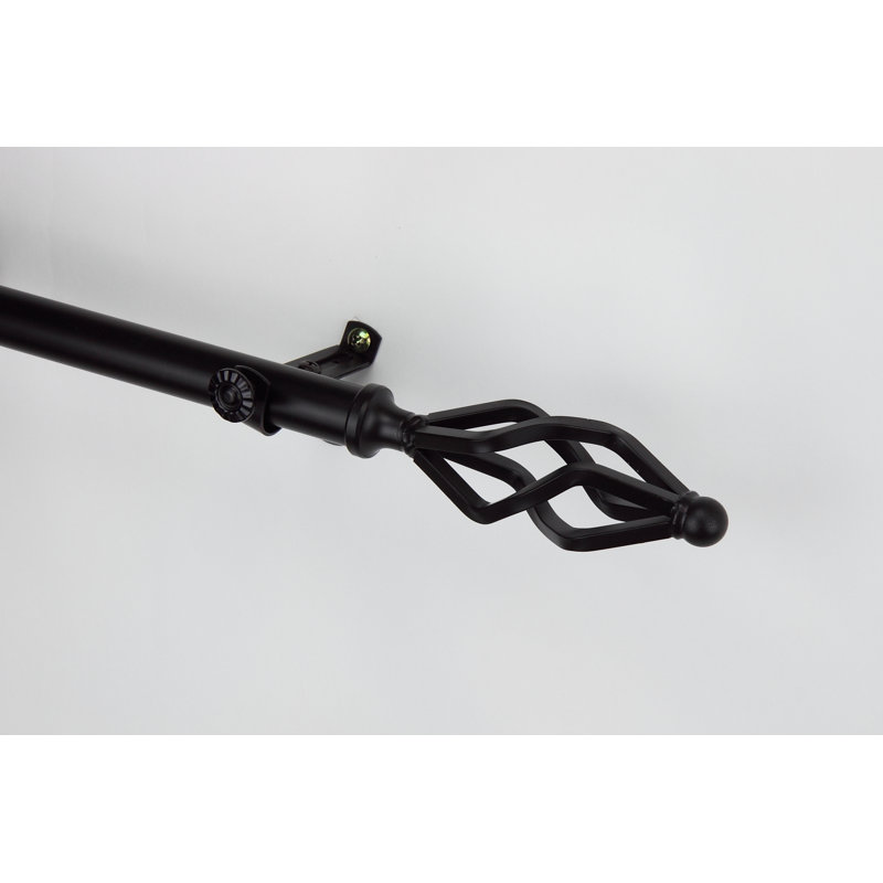 Tringle à rideaux simple réglable 0,81 po Baltz, De 28 po à 48 po de largeur, Noir