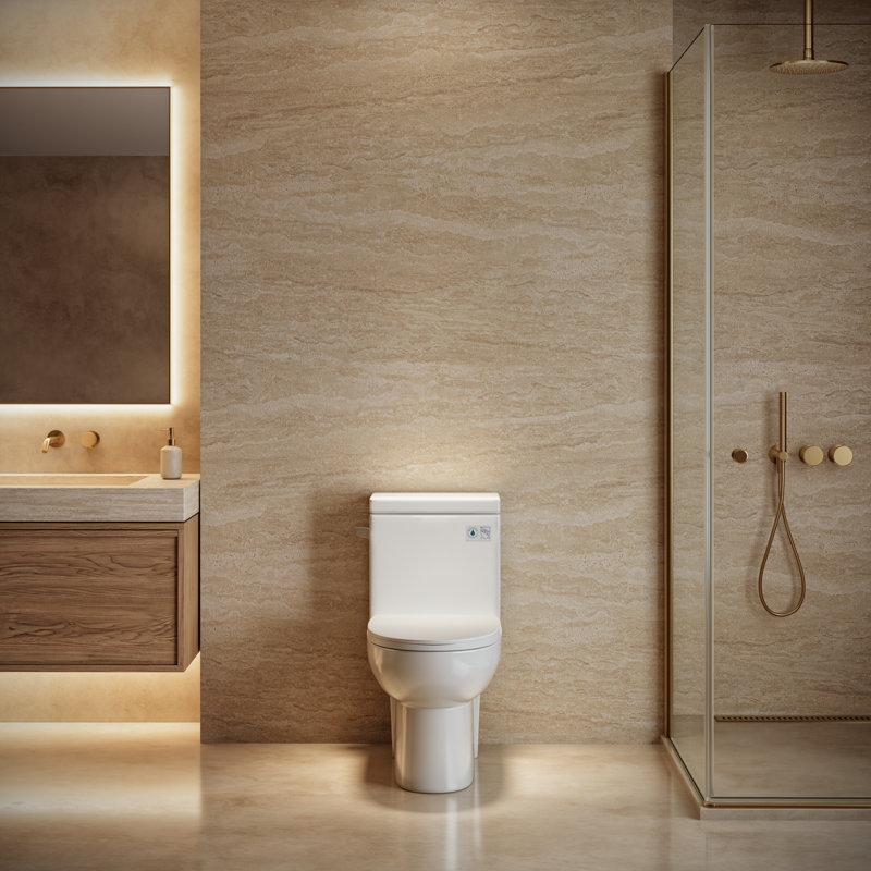 Cantrio Koncepts 800 GPF Elongated Comfort Height Chair Height Floor Mounted One-Piece Toilet with Seat Included