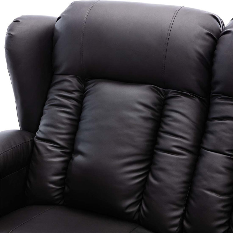 Deneishia 2 Seater Linen Reclining Sofa, Black