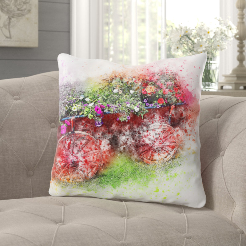 Coussin décoratif fleurs Jameson, Microsuède, Intérieur