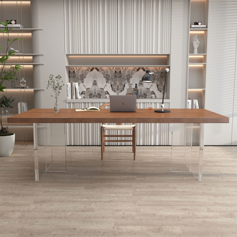 Walnut Rectangular Solid Wood desk, 29.53" H x 78.74" W x 31.5" D