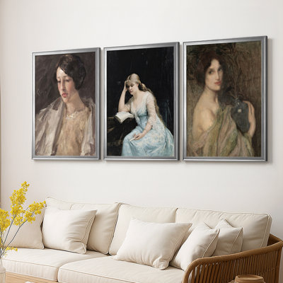 Reproduction de portrait rétro LXI - Toile tendue avec châssis sur mesure - 3 pièces