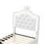 UK & EU Single Princess Bed With LED Crown Headboard & Storage Drawer, Pink & White Faux Leather-1186452003-1182351093