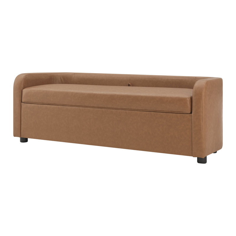 Dameron Faux Leather Storage Bench, Vintage Cider