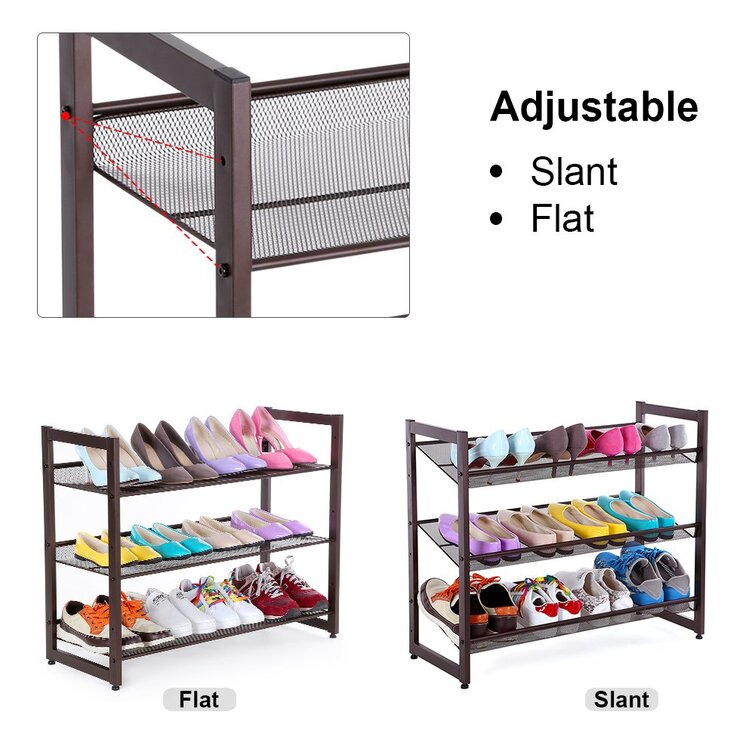 NEX 4-Tier Metal Shoe Rack Flat & Slant Adjustable Shoe Organizer