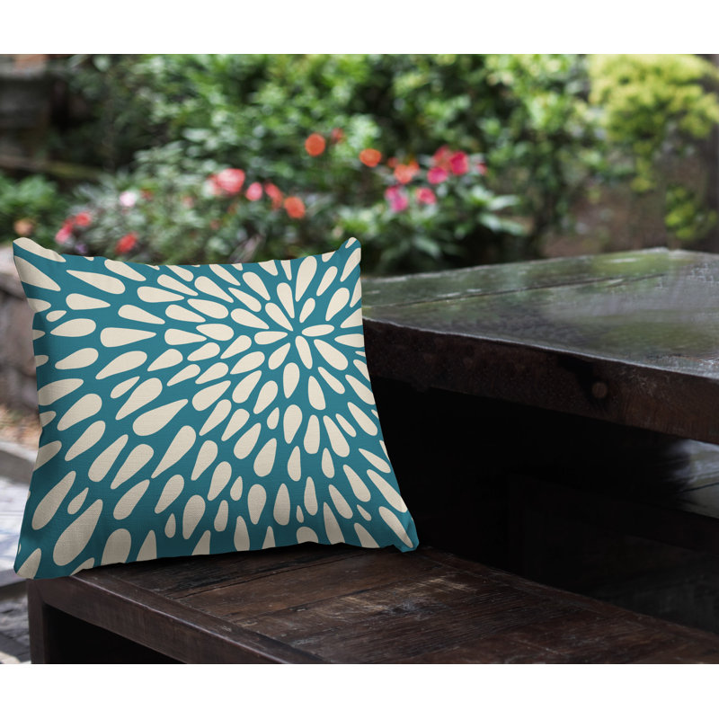 Eames Outdoor Reversible Throw Pillow, 17W" x 17H", Turquoise