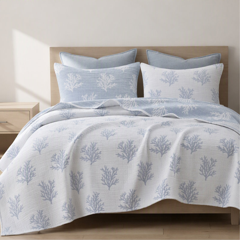 3-Piece Full/Queen Quilt Mini Set,Blue