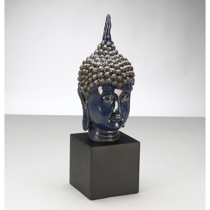 Buddha Head on Stand, Blue