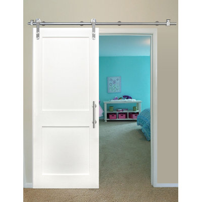 Panelled Wood Primed Shaker Barn Door with Installation Hardware Kit