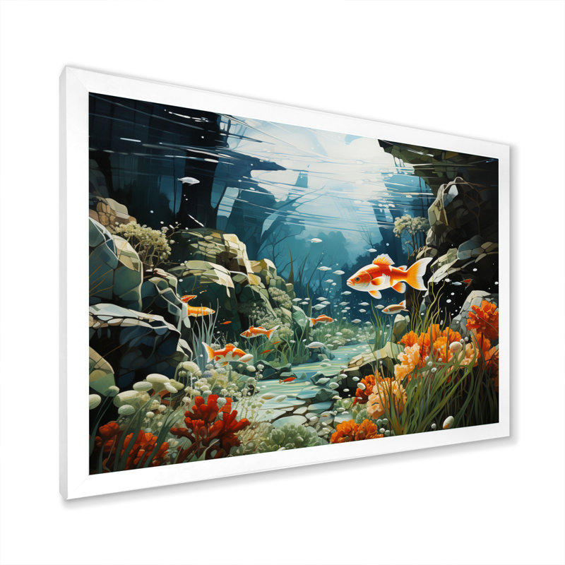 Aquariums Aquatic Assemblage An - reproduction, Cadre photo blanc, H 34 po x l 44 po x P 1,5 po