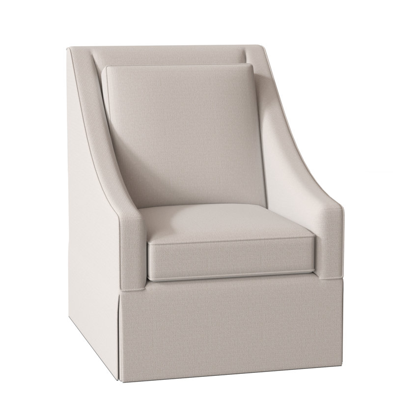 Teagan Upholstered Swivel Armchair, White Textured Performance; 0865-91