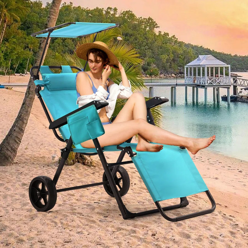 Arlmont Shalica Folding Beach Cart Chair – 2in1 Turns from