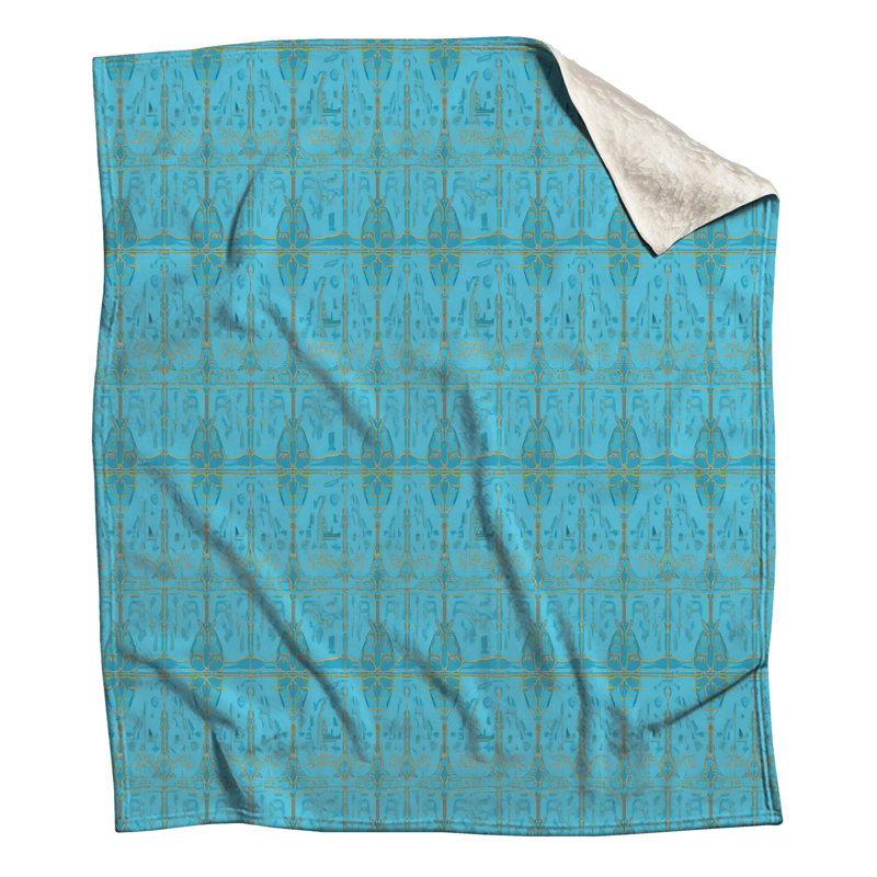 Couvertures damassées bleues, L 50 po x H 60 po