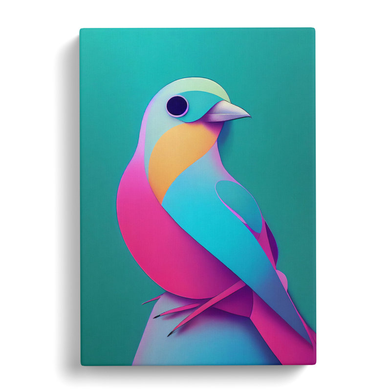 CAN-V0523-257X Bird Vaporwave Vol.2 - Wrapped Canvas Print, 60cm H x 40cm W