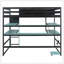 Lit mezzanine double en bois avec bureau, support de rangement latéral, tablettes multiples et lumière RVB, bleu nuage-790935374-790935409